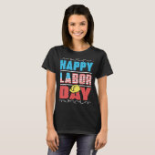 Worker Patriotic American Flag Labor Laborer Happy T-shirt (Voorkant volledig)