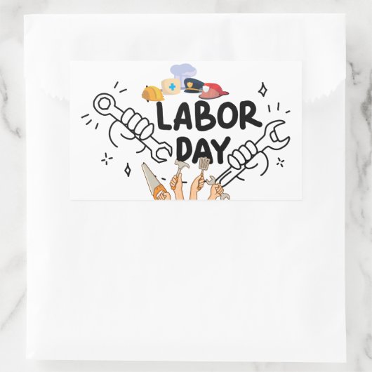 Workers Labor Day Tool Hands Vinyl Decal Rechthoekige Sticker (Tas)