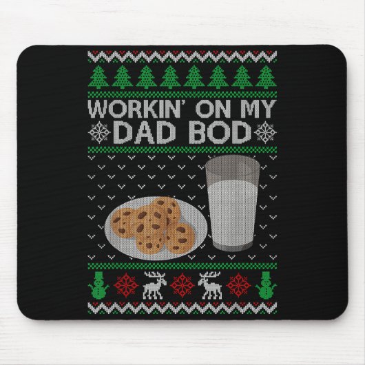 Workin' On My Dad Bod Ugly Christmas Sweater New M Muismat (Voorkant)