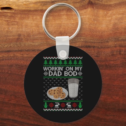 Workin' On My Dad Bod Ugly Christmas Sweater New M Sleutelhanger (Voorkant)