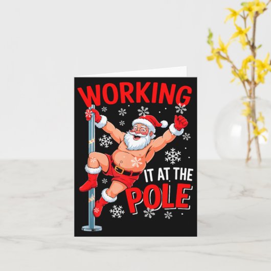 Working At Le Xmas Santa Dancing Funny Joke Dirty  Kaart (Gele Bloem)