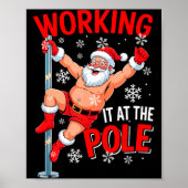Working At Le Xmas Santa Dancing Funny Joke Dirty  Poster (Voorkant)
