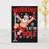 Working At Pole Xmas Santa Dancing Funny Joke Dirt Kaart (Gele Bloem)