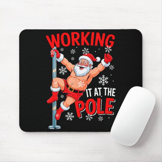 Working At Pole Xmas Santa Dancing Funny Joke Dirt Muismat (Met muis)