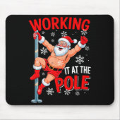 Working At Pole Xmas Santa Dancing Funny Joke Dirt Muismat (Voorkant)