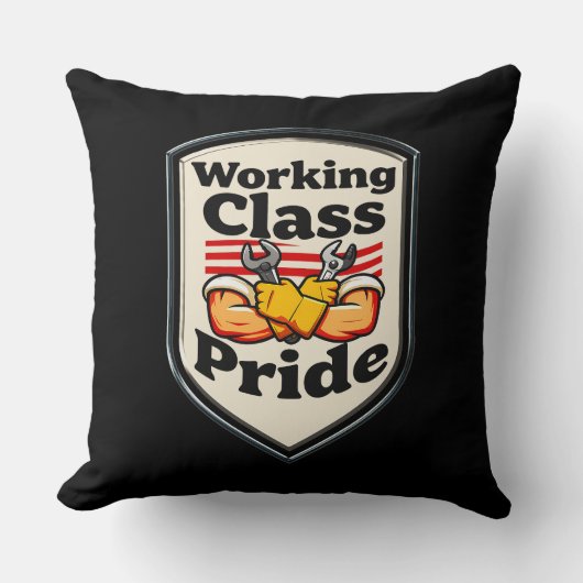 Working Class Pride Badge – Blue Collar Worker Kussen (Voorkant)