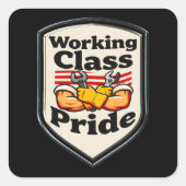 Working Class Pride Badge – Blue Collar Worker Vierkante Sticker (Voorkant)