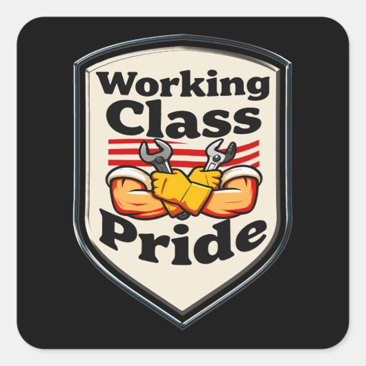Working Class Pride Badge – Blue Collar Worker Vierkante Sticker (Voorkant)