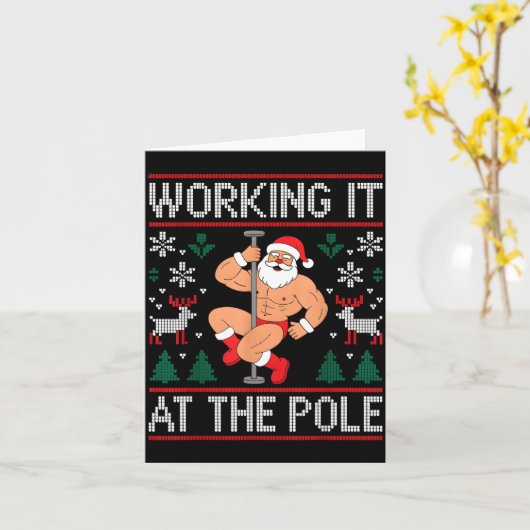 Working It At The Le Funny Santa Dancing Ugly Chri Kaart (Gele Bloem)