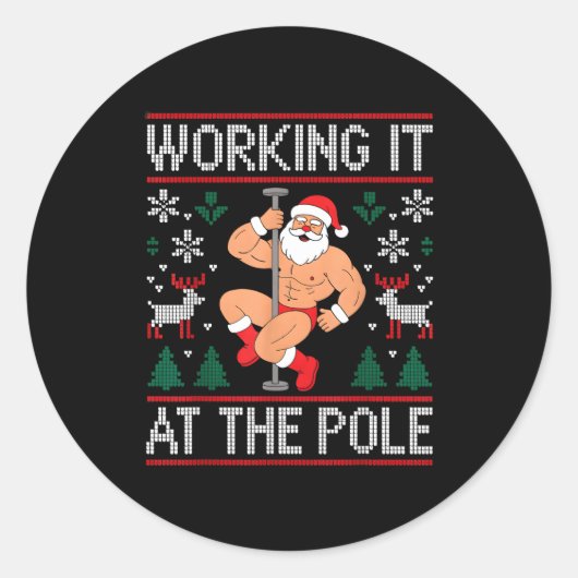 Working It At The Le Funny Santa Dancing Ugly Chri Ronde Sticker (Voorkant)