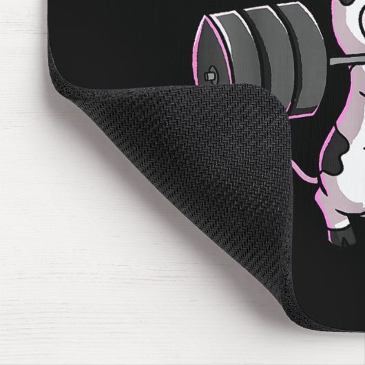 Working On My Mooscles Funny Gym Cow Weightlifting Muismat (Hoek)