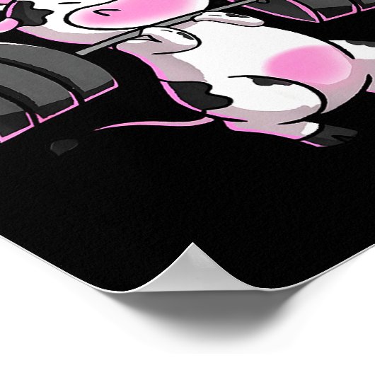 Working On My Mooscles Funny Gym Cow Weightlifting Poster (Hoek)