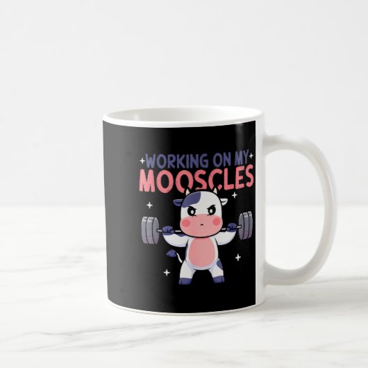 Working On My Mooscles Moo Muscles Workout Design Koffiemok (Rechts)