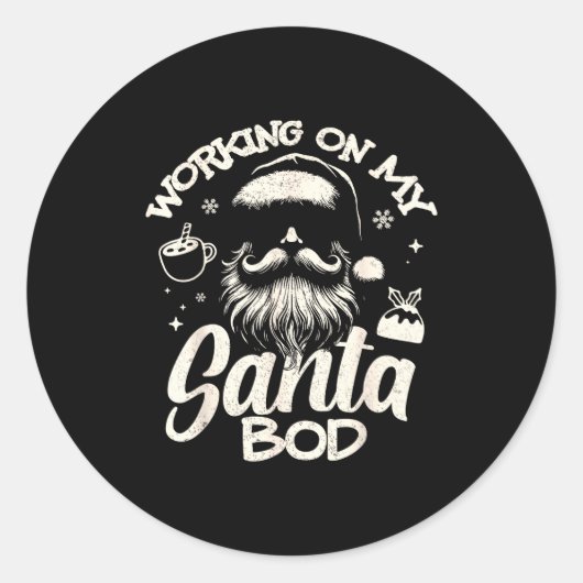 Working On My Santa Bod - Christmas Future Dad Ronde Sticker (Voorkant)