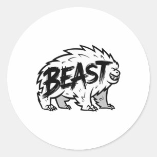 Workout Beast Gym Bodybuilding Training Fitness Me Ronde Sticker
