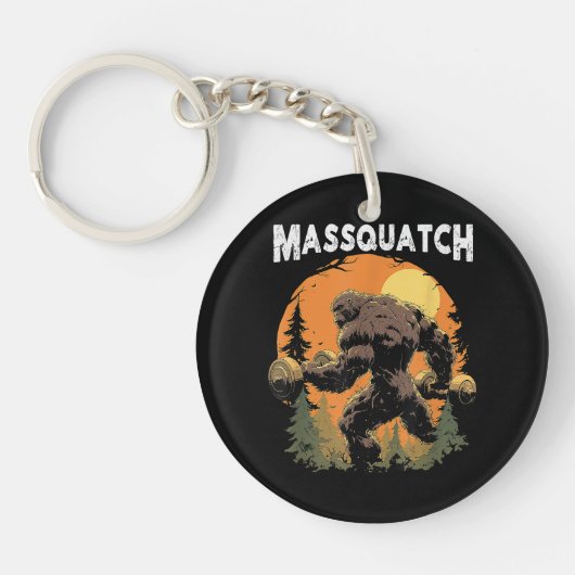 Workout Bigfoot Massquatch Grappig Sleutelhanger (Voorkant)