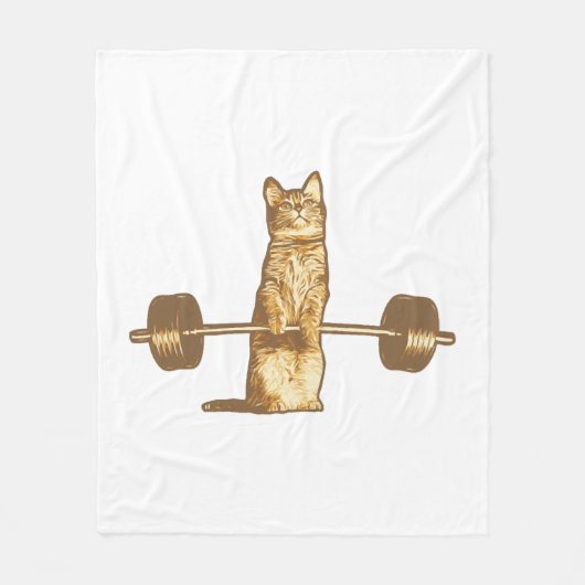 Workout Cat Deadlift Fleece Deken (Voorkant)