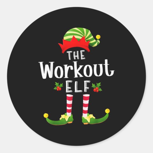 Workout Christmas Elf Matching Pajama X-mas Party  Ronde Sticker (Voorkant)