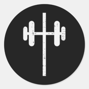 Workout Cross Barbel Pocket Christelijke Oefening  Ronde Sticker