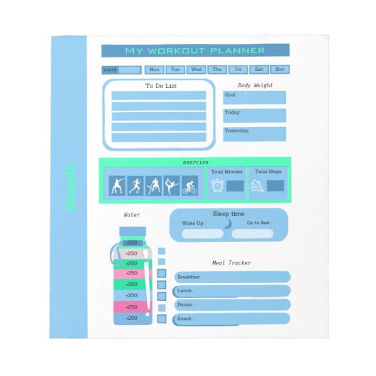 Workout Dagelijkse Schema maaltijd en gewicht trac Notitieblok (Voorkant)