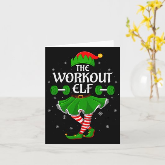 Workout Elf Christmas Family Girls Women Elf Squad Kaart (Gele Bloem)