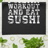 Workout en eet sushi (ik hou van feesten) - Grappi Theedoek (Gevouwen)