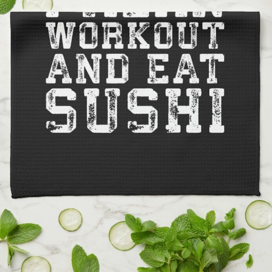 Workout en eet sushi (ik hou van feesten) - Grappi Theedoek (Gevouwen)