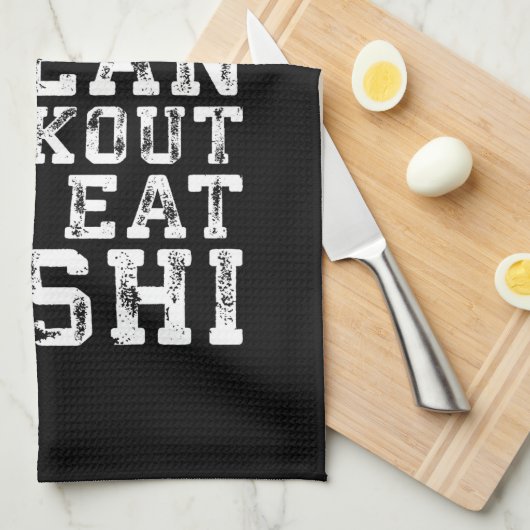 Workout en eet sushi (ik hou van feesten) - Grappi Theedoek (Quarter Fold)