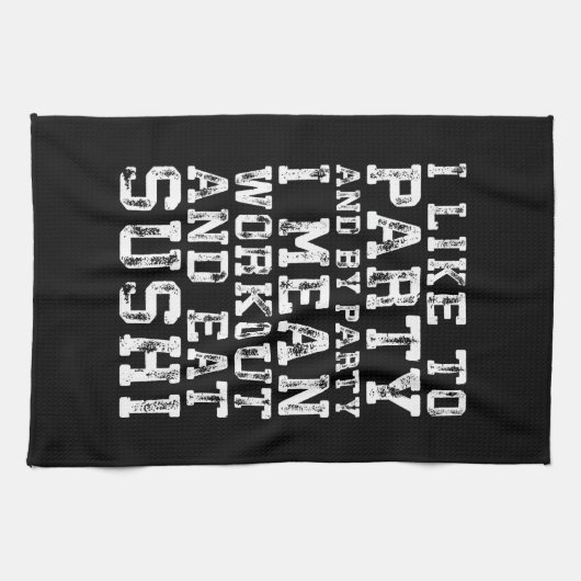 Workout en eet sushi (ik hou van feesten) - Grappi Theedoek (Horizontaal)