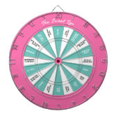 Workout Fitness Darts Spel Roze en Turquoise Dartbord (Voorkant)