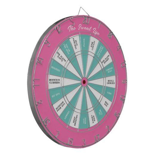 Workout Fitness Darts Spel Roze en Turquoise Dartbord (Voorkant Links)