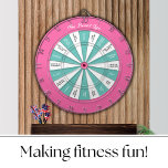 Workout Fitness Darts Spel Roze en Turquoise Dartbord<br><div class="desc">Deze training fitness darts spel in roze en turquoise is een leuke manier om te oefenen. Creëer je eigen thuis gym. Speel individueel of met vrienden of familie.</div>