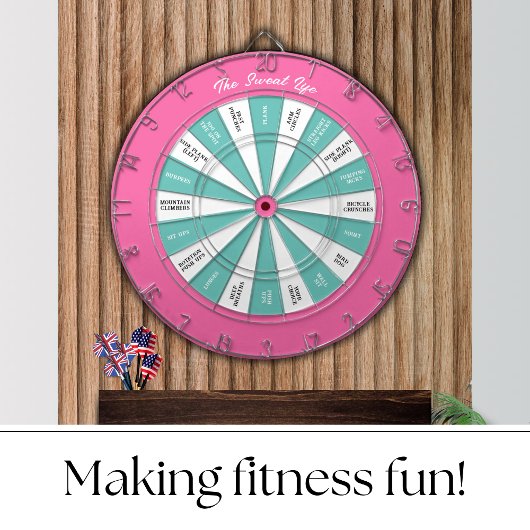 Workout Fitness Darts Spel Roze en Turquoise Dartbord