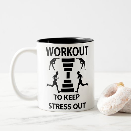 Workout Fitness Oefening Gym Tweekleurige Koffiemok (Met donut)