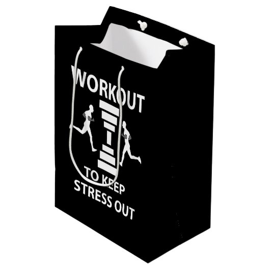 Workout Fitness Oefening Medium Cadeauzakje (Voorkant Gekanteld)