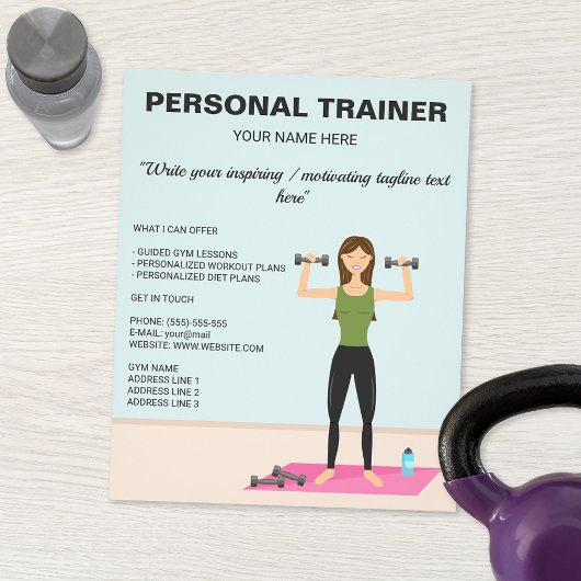 Workout Girl Fitness - Aangepaste persoonlijke tra Flyer