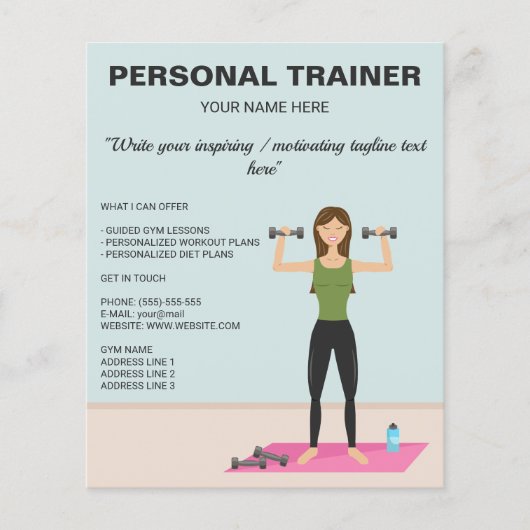 Workout Girl Fitness - Aangepaste persoonlijke tra Flyer (Voorkant)