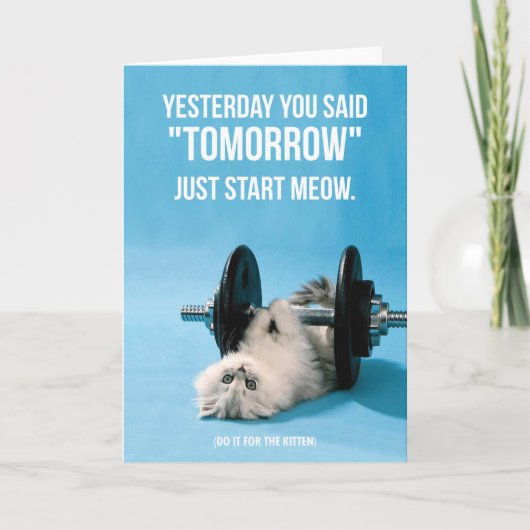 Workout Grappige Motivatie - Cat - Start Meow Kaart (Voorkant)