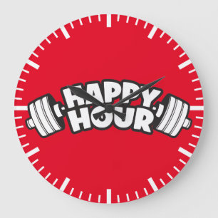 Workout - Happy Hour - Funny Gym Motivatie Grote Klok