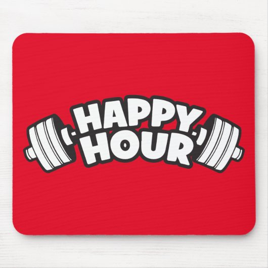 Workout - Happy Hour - Funny Gym Motivatie Muismat (Voorkant)