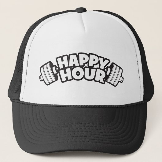 Workout - Happy Hour - Funny Gym Motivatie Trucker Pet (Voorkant)
