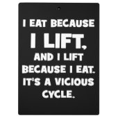 Workout Humor - ik eet omdat ik optil Klembord (Achterkant)