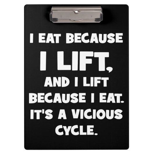 Workout Humor - ik eet omdat ik optil Klembord (Voorkant)
