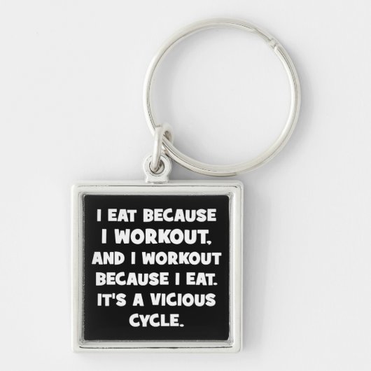 Workout Humor - Ik eet omdat ik werk uit Sleutelhanger (Voorkant)