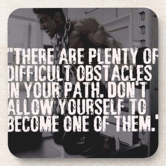 Workout Inspirerend woorden - Obstakels Bier Onderzetter (Voorkant)