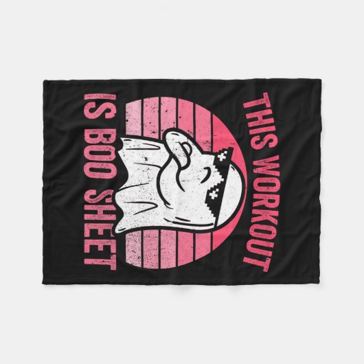 Workout is een Halloween Gym Ghost Fleece Deken (Voorkant (Horizontaal))