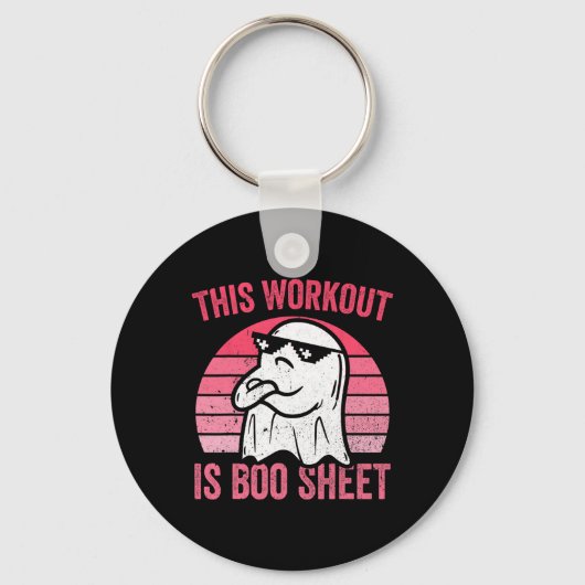 Workout is een Halloween Gym Ghost Sleutelhanger (Voorkant)