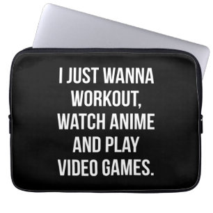 Workout, kijken anime, spelen video games - Grappi Laptop Sleeve
