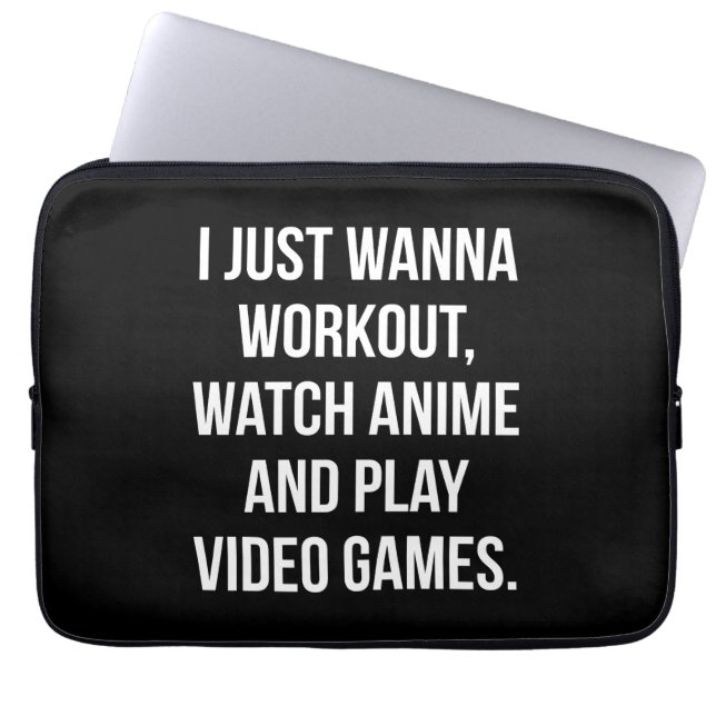 Workout, kijken anime, spelen video games - Grappi Laptop Sleeve (Voorkant)