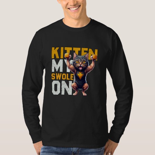 Workout Kitten My Swole On Workout Retro Cat  1 T-shirt (Voorkant)